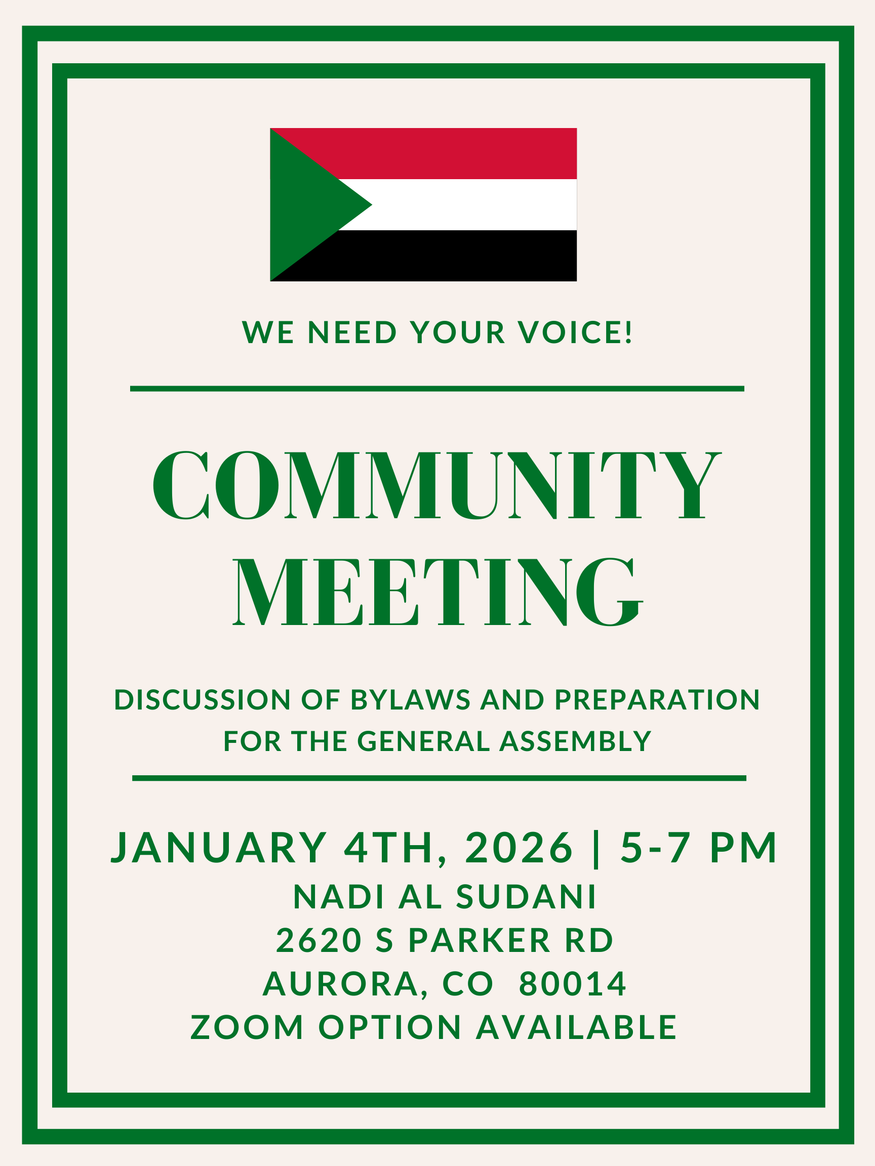 Community Meeting event flyer